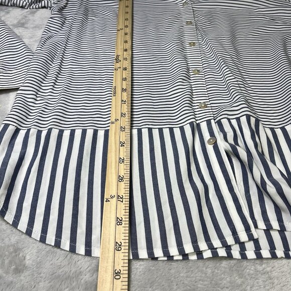 J Jill Tunic Size M Top Nautical Striped Contrasting bottom, Lightweight Coastal - Picture 8 of 10